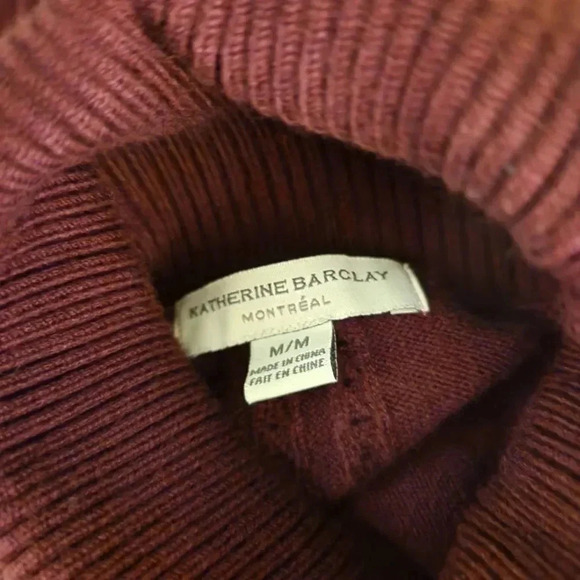 Katherine Barclay Montréal Merlot Ribbed Knit Turtleneck Sweater Tunic – M - Picture 4 of 5